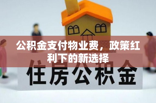 商都公积金支付物业费，政策红利下的新选择